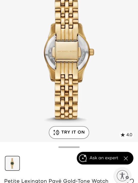 Michael Kors Gold Tone Bracelet Watch with Green Dial and Crystal Markers main image 4